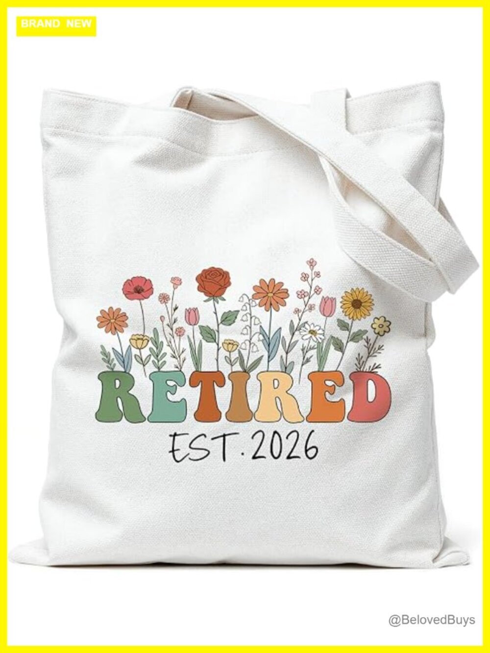 Canvas Tote Bag Reusable Shopping Grocery Shoulder Tote with Floral Design